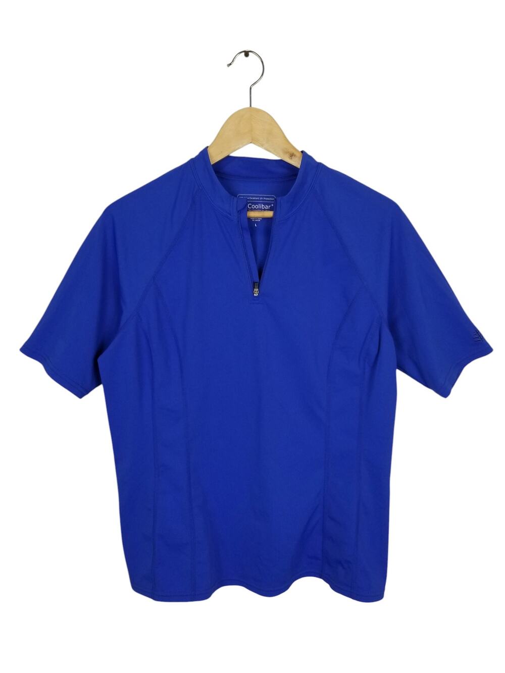 Coolibar Women's Royal Blue 1/4 Zip T-Shirt UPF 50+ Sun Protection Size Large